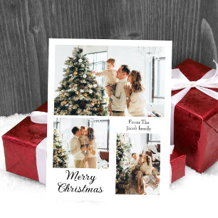 Cartes Pour Fêtes Annuelles vacances de Noël Typographie Moderne Trois-Photos