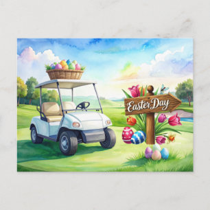 Cartes Pour Fêtes Annuelles Vacances de Pâques de golf sur terrain de golf