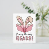 Cartes Pour Fêtes Annuelles Vacances de Pâques Lapin de lecture mignon Amoureu (Debout devant)