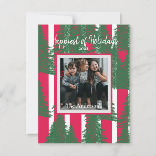 Cartes Pour Fêtes Annuelles Vacances de Photo Personnalisées Arbres de Pin Rou