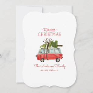 Cartes Pour Fêtes Annuelles Vacances de voiture d'aquarelle du plus Joyeux