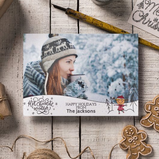 Cartes Pour Fêtes Annuelles Vacances d'hiver Chocolat chaud temps couvert