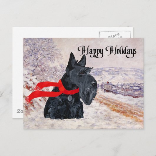 Cartes Pour Fêtes Annuelles Vacances d'hiver du Scottish Terrier (Devant / Derrière)