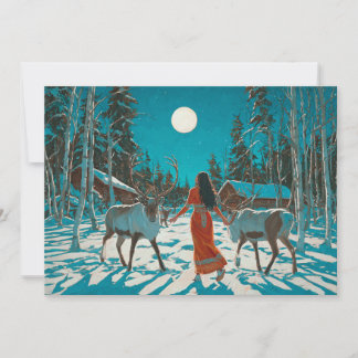 Cartes Pour Fêtes Annuelles Vacances d'hiver en Scandinavie, Pleine Lune sur l