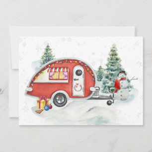 Cartes Pour Fêtes Annuelles Vacances d'hiver RV Camper Camping Neige