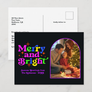Cartes Pour Fêtes Annuelles Vacances Électriques Joyeux et Lumineux Noël Rétro