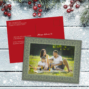 Cartes Pour Fêtes Annuelles Vacances Élégant Flocon de neige vert classique 1 