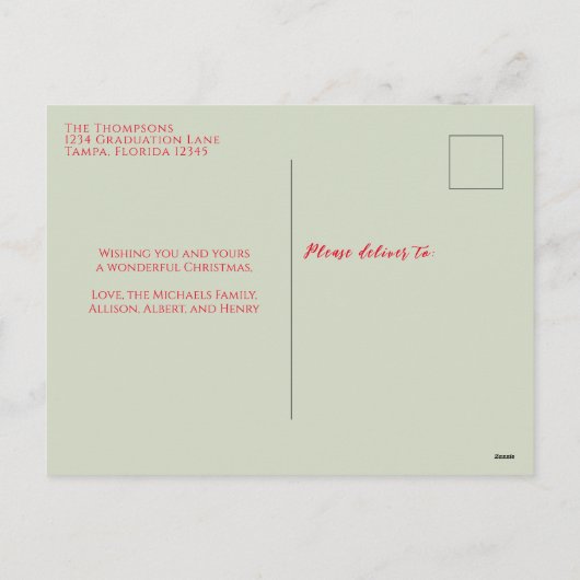 Cartes Pour Fêtes Annuelles Vacances Élégant Flocon de neige vert classique 1 (Dos)