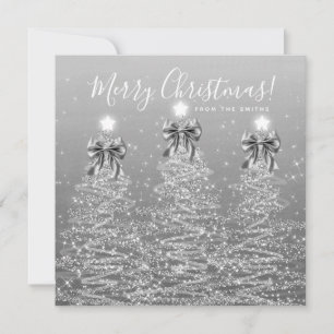 Cartes Pour Fêtes Annuelles Vacances élégantes Arbres de Noël argentés Message