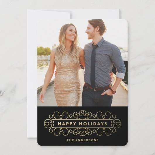 Cartes Pour Fêtes Annuelles Vacances en noir (Devant)