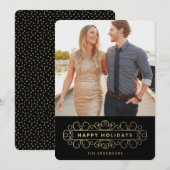 Cartes Pour Fêtes Annuelles Vacances en noir (Devant / Derrière)