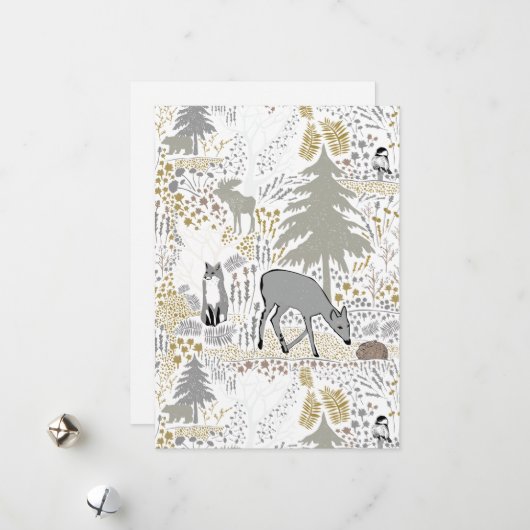 Cartes Pour Fêtes Annuelles Vacances Forêt Boisée Animaux (Devant/Arrière en situation)