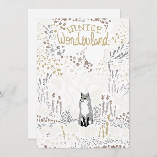 Cartes Pour Fêtes Annuelles Vacances Fox Winter Wonderland (Devant / Derrière)