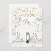 Cartes Pour Fêtes Annuelles Vacances Fox Winter Wonderland (Devant / Derrière)