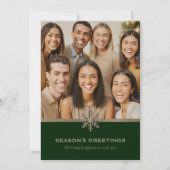 Cartes Pour Fêtes Annuelles Vacances Green et Gold Snowflake (Devant)