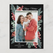 Cartes Pour Fêtes Annuelles Vacances joyeuses Holly et À feuillage persistant (Devant)