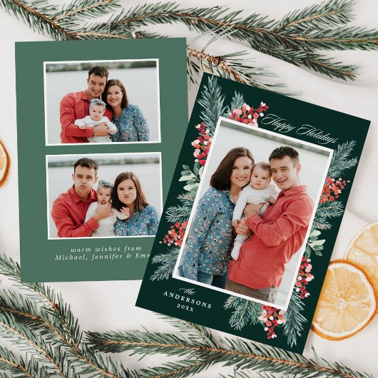 Cartes Pour Fêtes Annuelles Vacances joyeuses saintes et À feuillage persistan