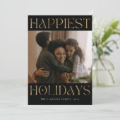 Cartes Pour Fêtes Annuelles Vacances les plus agréables Or moderne & Noir (Debout devant)