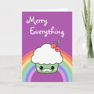 Cartes Pour Fêtes Annuelles Vacances mignonnes de petit gâteau de moustache