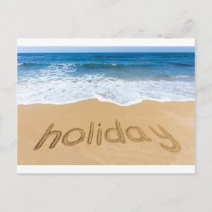 Cartes Pour Fêtes Annuelles Vacances mot écrit sur sable sur la plage