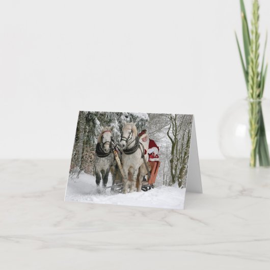 Cartes Pour Fêtes Annuelles Vacances Père Noël Chevaux (Devant)