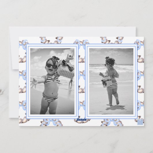 Cartes Pour Fêtes Annuelles Vacances photo Preppal Coastal Oyster Bow (Dos)