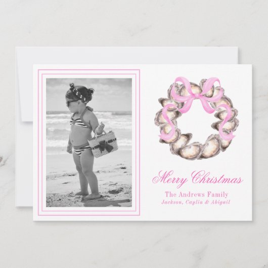 Cartes Pour Fêtes Annuelles Vacances photo Preppal Coastal Oyster Bow (Devant)