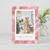 Cartes Pour Fêtes Annuelles Vacances photo rose doux (Debout devant)