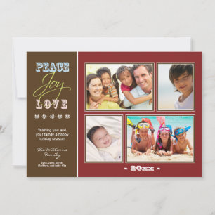 Cartes Pour Fêtes Annuelles Vacances Photocard de famille de Paix-Joie-Amour
