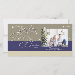 Cartes Pour Fêtes Annuelles Vacances Photocard (saphir) de joie d'amour de