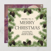 Cartes Pour Fêtes Annuelles Vacances Pine Cône Garland Frame (Devant / Derrière)