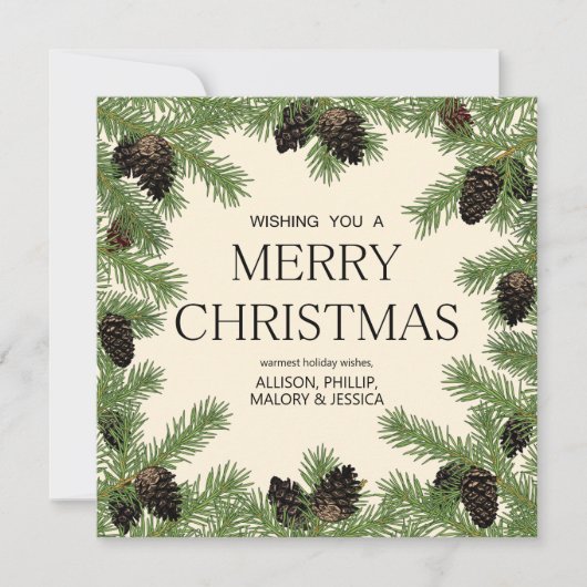 Cartes Pour Fêtes Annuelles Vacances Pine Cône Garland Frame (Devant)