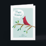Cartes Pour Fêtes Annuelles Vacances pliées par cardinal gai<br><div class="desc">Une séance cardinale rouge rétro-inspirée sur une branche écarte heureusement l'acclamation de vacances avec un gazouillement. N'oubliez pas de personnaliser la carte avec vos propres messages et nom sur l'avant et l'intérieur !</div>