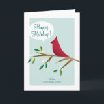 Cartes Pour Fêtes Annuelles Vacances pliées par cardinal gai<br><div class="desc">Une séance cardinale rouge rétro-inspirée sur une branche écarte heureusement l'acclamation de vacances avec un gazouillement. N'oubliez pas de personnaliser la carte avec vos propres messages et nom sur l'avant et l'intérieur !</div>