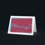 Cartes Pour Fêtes Annuelles Vacances pliées très joyeuses bleu-clair et de<br><div class="desc">Une torsion géniale sur la carte de vacances caractéristiques de conception ce un manuscrit élégant et recouvrements de couleur de bleu et rouge non traditionnels.  N'oubliez pas de personnaliser la carte avec votre propres message et nom de vacances sur l'avant aussi bien que le message à l'intérieur !</div>