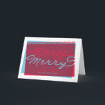 Cartes Pour Fêtes Annuelles Vacances pliées très joyeuses bleu-clair et de<br><div class="desc">Une torsion géniale sur la carte de vacances caractéristiques de conception ce un manuscrit élégant et recouvrements de couleur de bleu et rouge non traditionnels.  N'oubliez pas de personnaliser la carte avec votre propres message et nom de vacances sur l'avant aussi bien que le message à l'intérieur !</div>