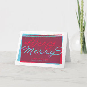 Cartes Pour Fêtes Annuelles Vacances pliées très joyeuses bleu-clair et de