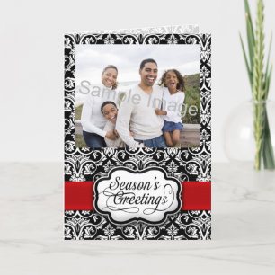 Cartes Pour Fêtes Annuelles Vacances Rouge/Noir Damas