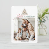 Cartes Pour Fêtes Annuelles Vacances Rustique Vert Éternel 2 Photo Noël (Debout devant)