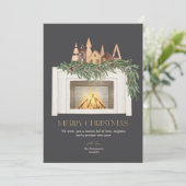 Cartes Pour Fêtes Annuelles Vacances Sans Photo Aquarelle Cheminée Scandi Tree (Debout devant)