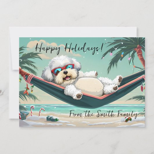 Cartes Pour Fêtes Annuelles Vacances Tropical Bichon (Devant)