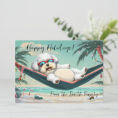 Cartes Pour Fêtes Annuelles Vacances Tropical Bichon (Debout devant)