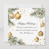 Cartes Pour Fêtes Annuelles Vacances vertes et dorées modernes Wreath (Devant)