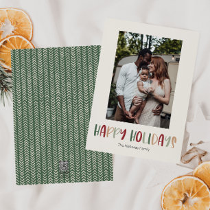 Cartes Pour Fêtes Annuelles Vacances vertes joyeuses photo verticale unique