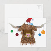 Cartes Pour Fêtes Annuelles Vache à Noël (Devant / Derrière)
