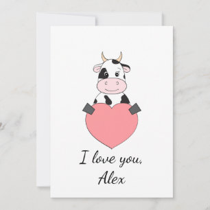 Cartes Pour Fêtes Annuelles Vache caricaturale amoureuse Valentine