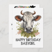 Cartes Pour Fêtes Annuelles Vache d'anniversaire (Devant / Derrière)