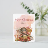 Cartes Pour Fêtes Annuelles Vache d'aquarelle mignonne (Debout devant)