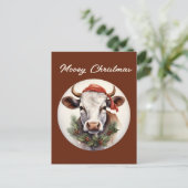 Cartes Pour Fêtes Annuelles Vache de ferme festive Noël ajouter texte Vacances (Debout devant)