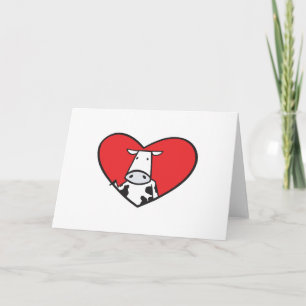 Cartes Pour Fêtes Annuelles Vache de la Saint-Valentin en forme de cœur